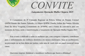 CONVITE - LANÇAMENTO OPERÇÃO MULHER SEGURA 2025