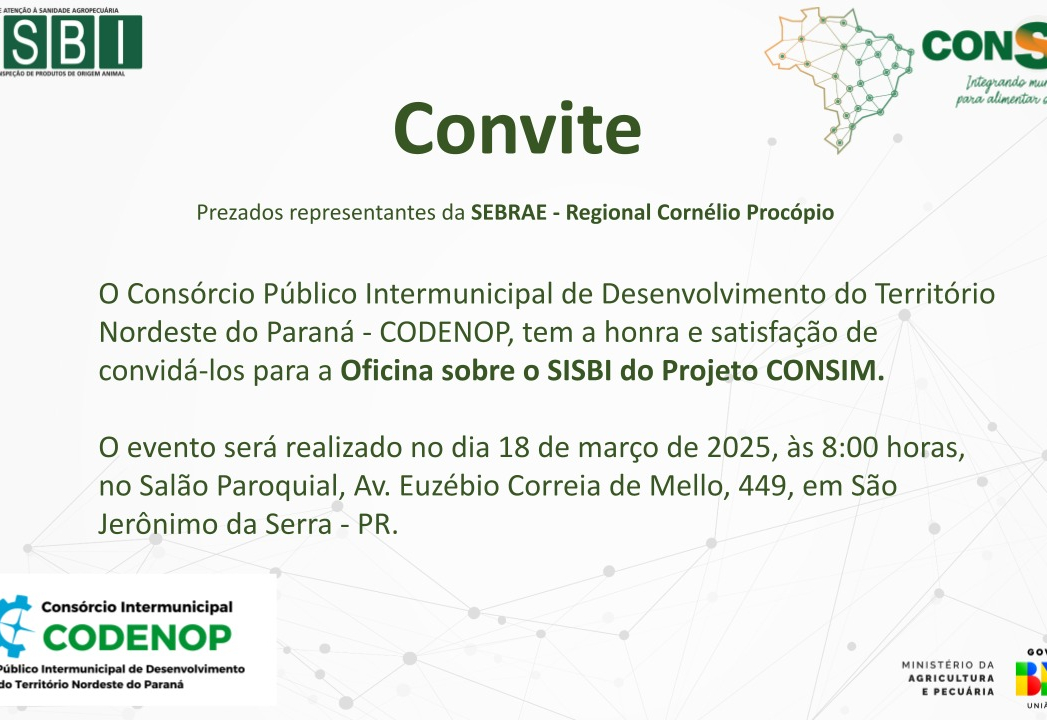 CONVITE - OFICINA SOBRE O SISBI DO PROJETO CONSIM